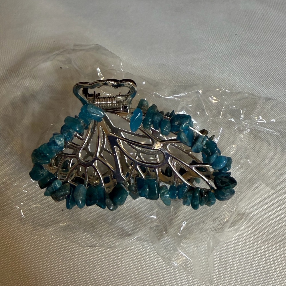 New Silver and Blue Hair Clip